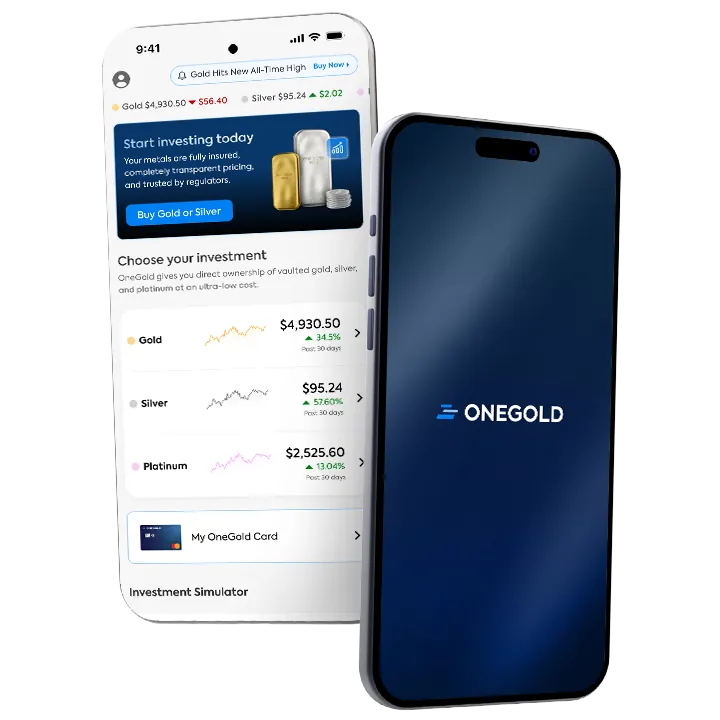 La app de OneGold mostrando el simulador de inversión y los saldos de la cartera