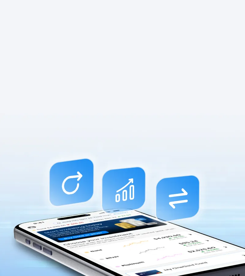 Interfaz de operaciones de la app de OneGold en una tablet