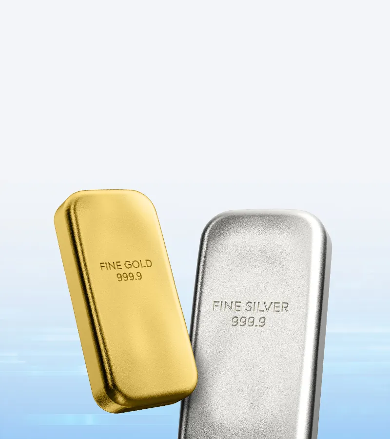 Un lingote de oro y un lingote de plata