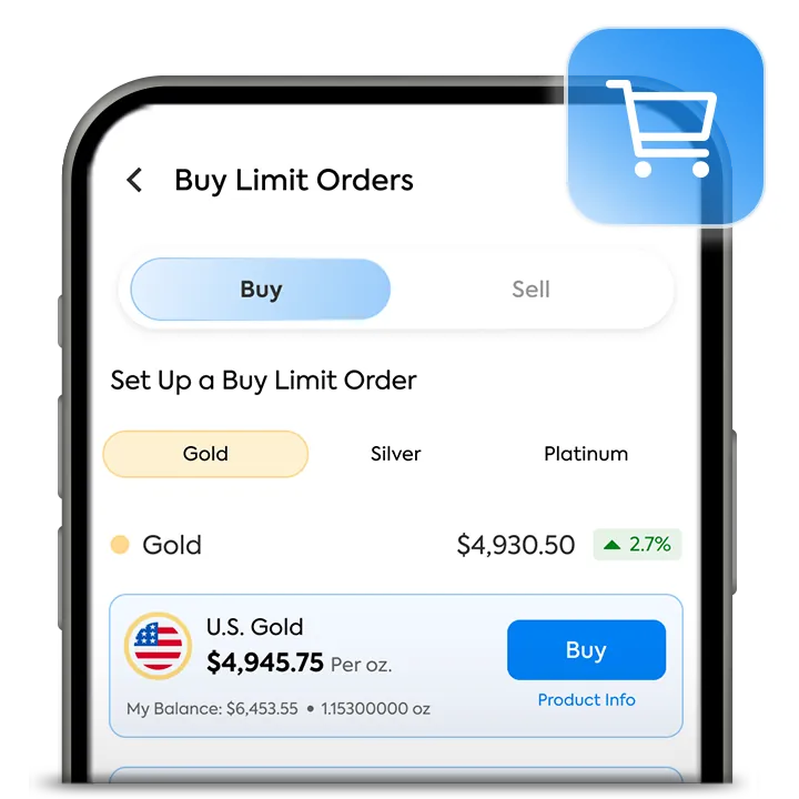 Creación de una orden limitada de compra o venta en la aplicación de OneGold